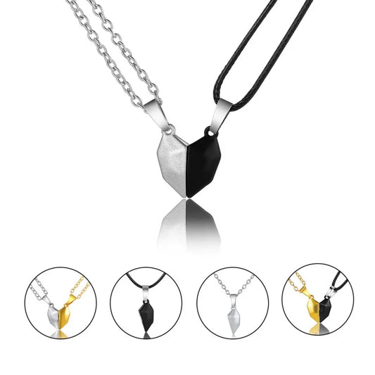 2Pcs Magnetic Heart Couple Necklace for Women Valentine'S Day Sweater Chain for Best Friend Lovers Wedding Party Gift Jewelry