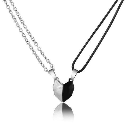 2Pcs Magnetic Heart Couple Necklace for Women Valentine'S Day Sweater Chain for Best Friend Lovers Wedding Party Gift Jewelry