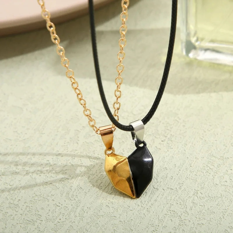 2Pcs Magnetic Heart Couple Necklace for Women Valentine'S Day Sweater Chain for Best Friend Lovers Wedding Party Gift Jewelry